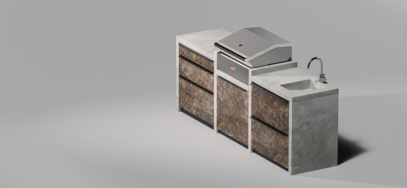 Křemen Multi Cooper + bílý beton 